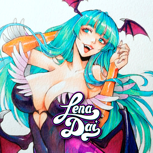 LENADAI TRADITIONAL ARTWORK #1- (2 pieces) Morrigan/Felicia Darkstalkers
