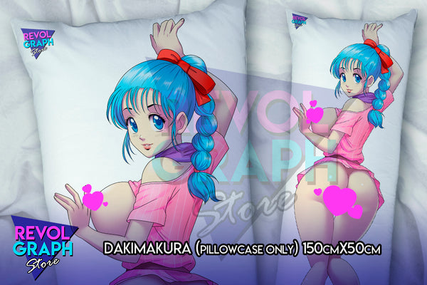 Dakimakura, Fullbody pillow case - Bulma pink dress (Dragon Ball) 2 sides printed