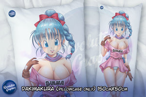 Dakimakura, Fullbody pillow case - Bulma pink dress (Dragon Ball) 2 sides printed