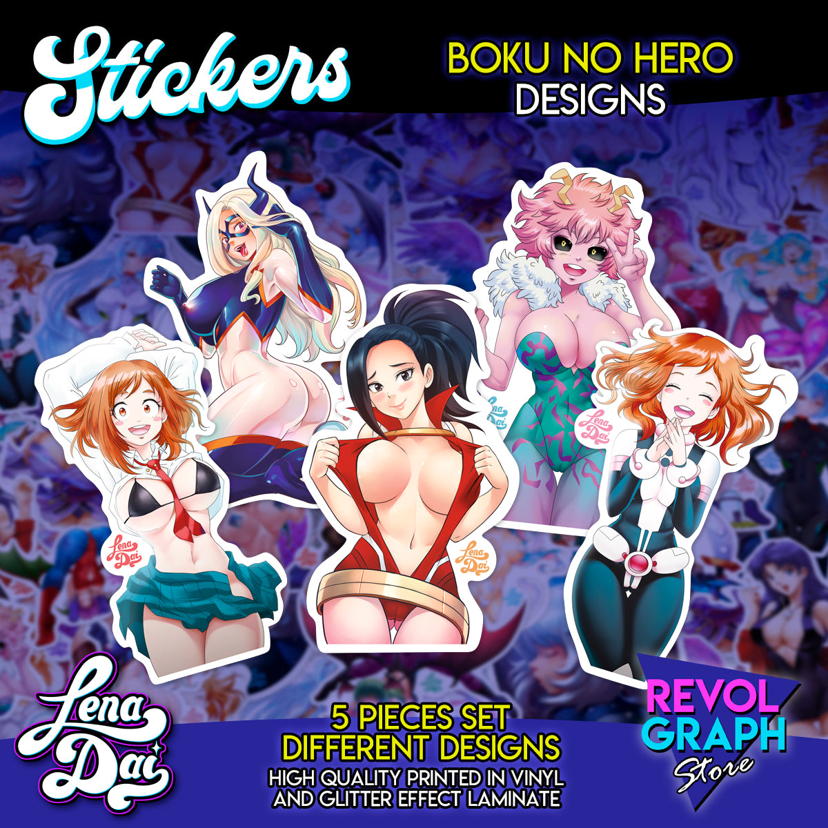 LenaDai Boku no Hero set - Vinyl stickers set (5 pieces)
