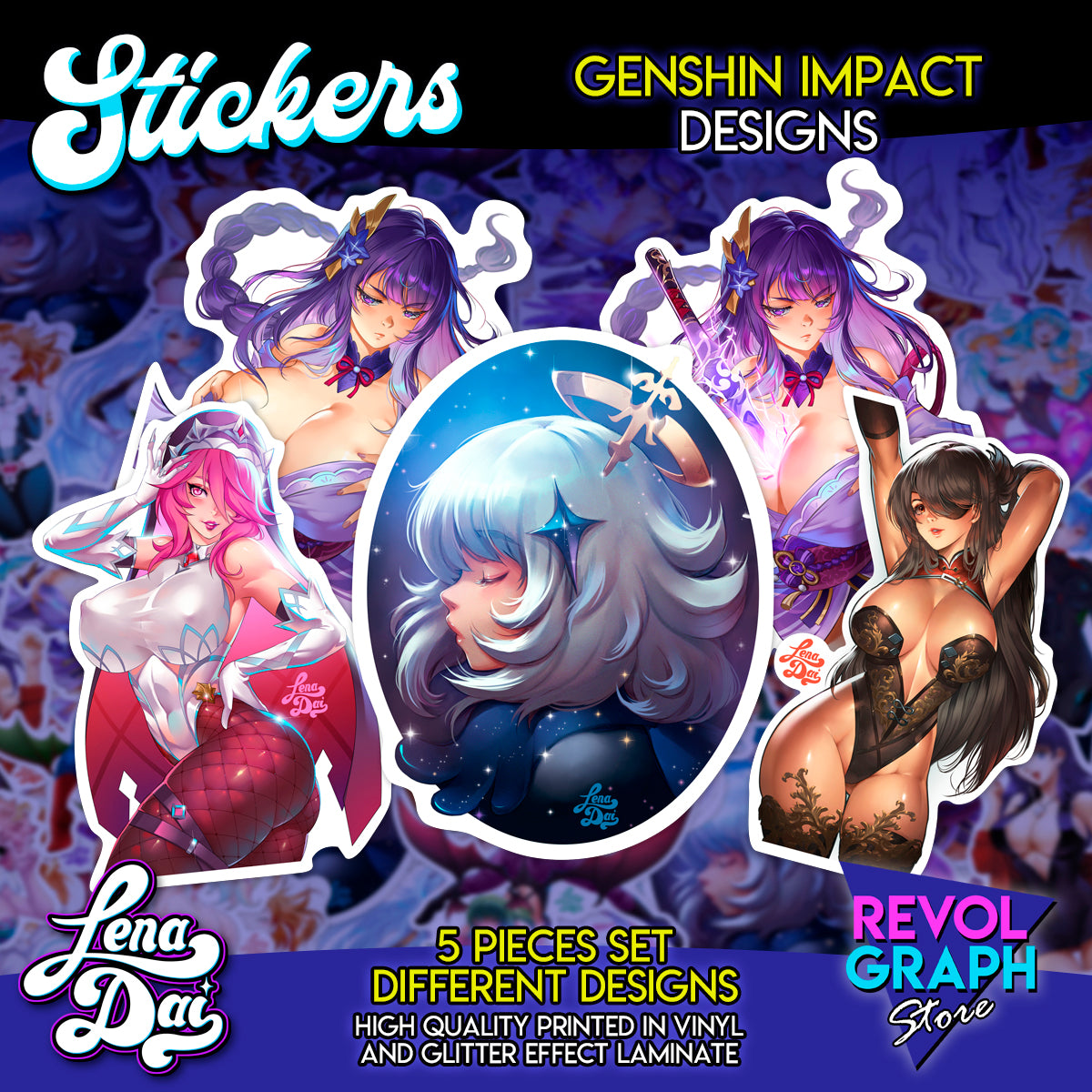 LenaDai Genshin Impact set - Vinyl stickers set (5 pieces)